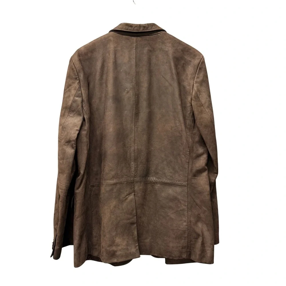 Vintage Banana Republic Nubuck Leather Blazer Mens 42R Brown Classic Jacket